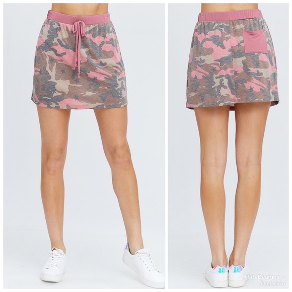❤️LAST 1! Knit High Waist Drawstring Camo Skirt! - Picture 5 of 6